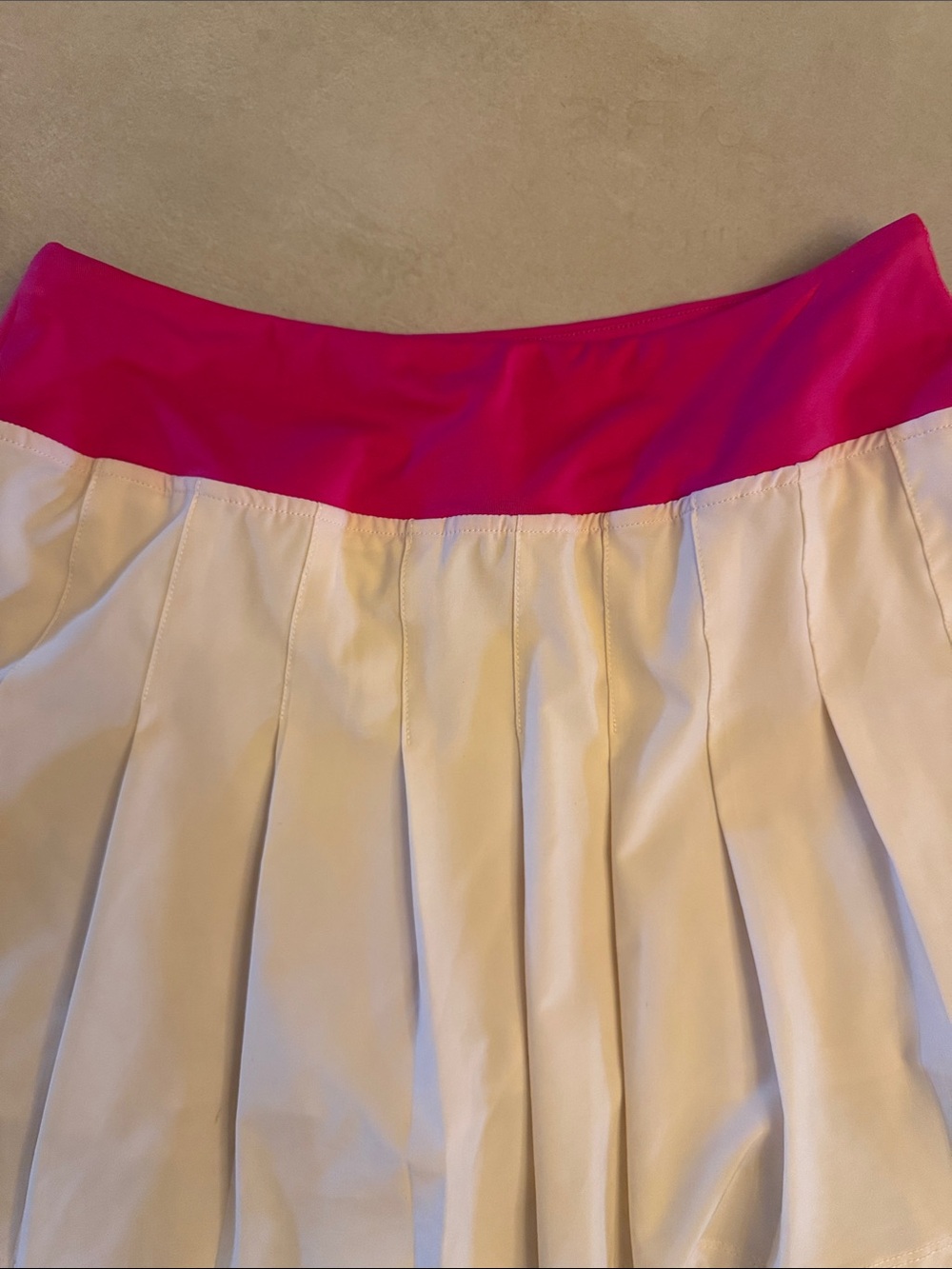 Beach Riot Pleated White Skirt with Pink Waistband - Picture 3 of 4